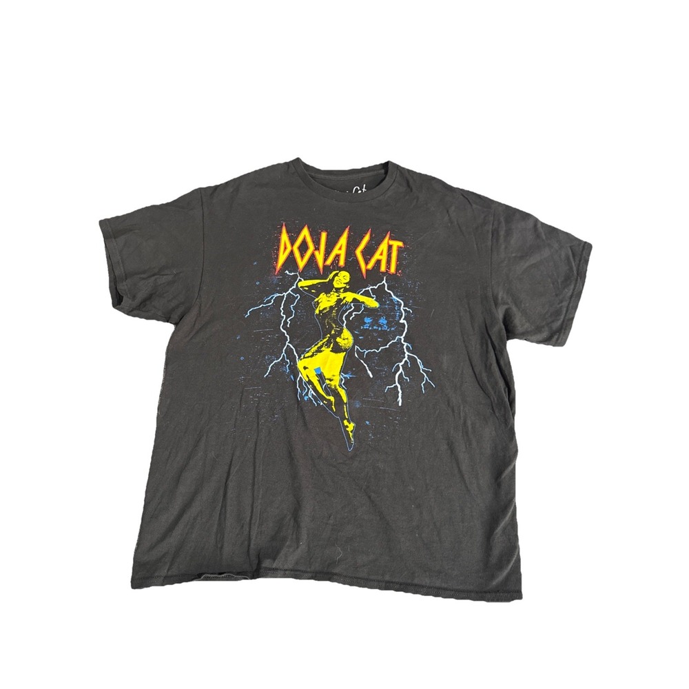 Doja Cat Men Shirt XL Black Graphic Print Lightning Band Tee